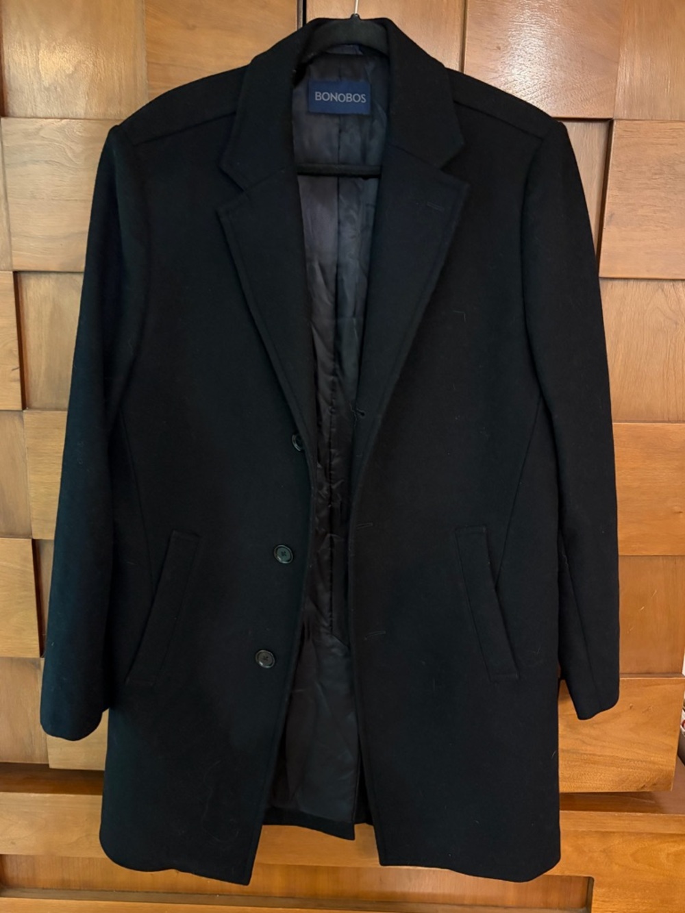 Bonobos Black Wool Pea Coat - Classic Single-Breasted Style